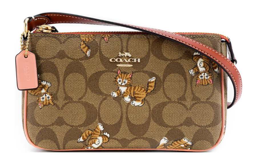 COACH Nolita Iconic Coated Canvas With Smooth Leather Shoulder Bag, Handbag Small Women's Khaki Monogram