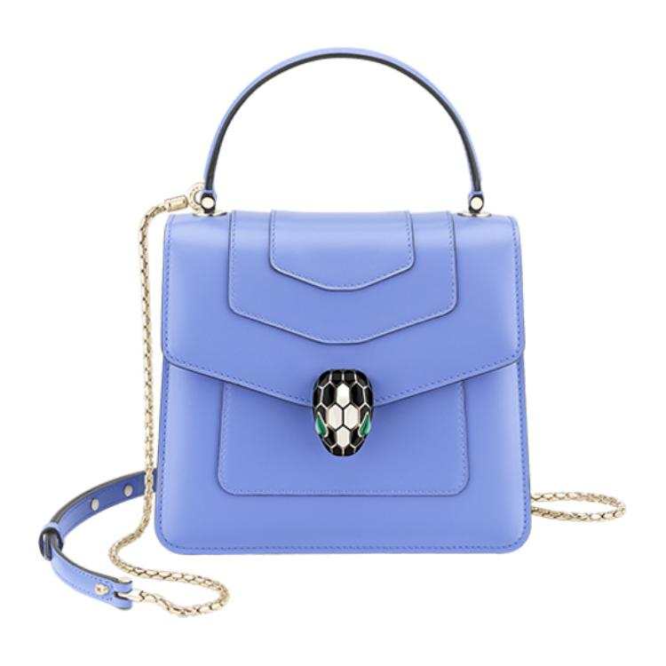 BVLGARI Serpenti Forever Calfskin One Shoulder Chain Crossbody Handbag Women's Purple
