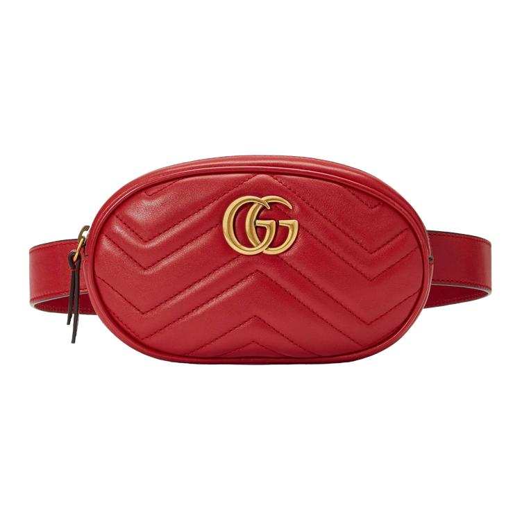 GUCCI GG Marmont Leather Sling Bag, Fanny Pack Women's Red