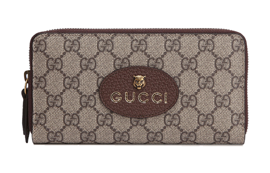 GUCCI Neo Vintage Canvas With Leather Wallet Unisex Ebony/Brown/Yellow