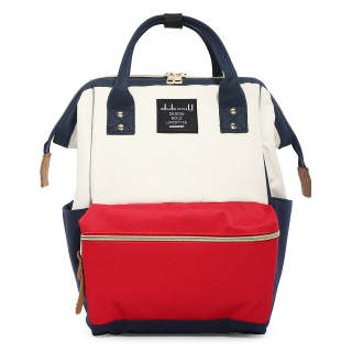 DOUBAOLU Fabric Backpack Unisex Black & White/Red & Blue/Black