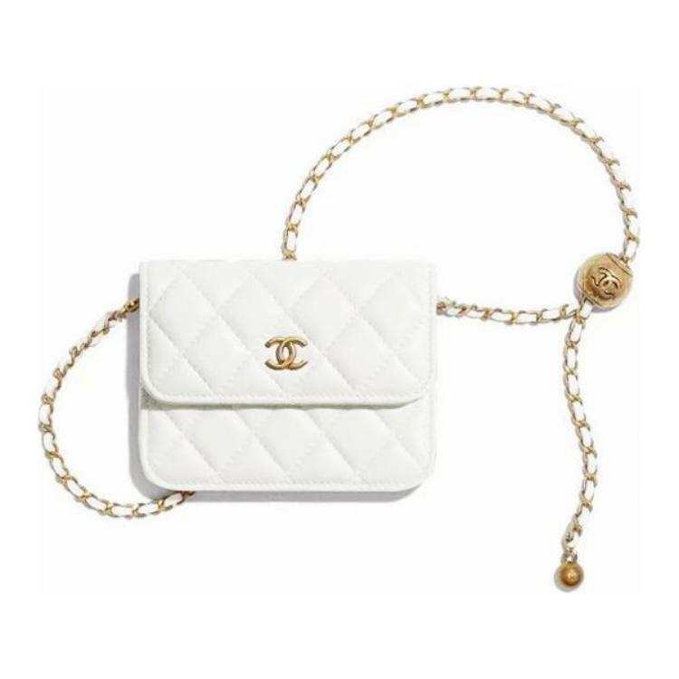 CHANEL Sheepskin Shoulder Bag, Crossbody Bag Women's White