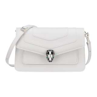 BVLGARI Serpenti Forever Cow Leather Crossbody Bag, Shoulder Bag Women's White