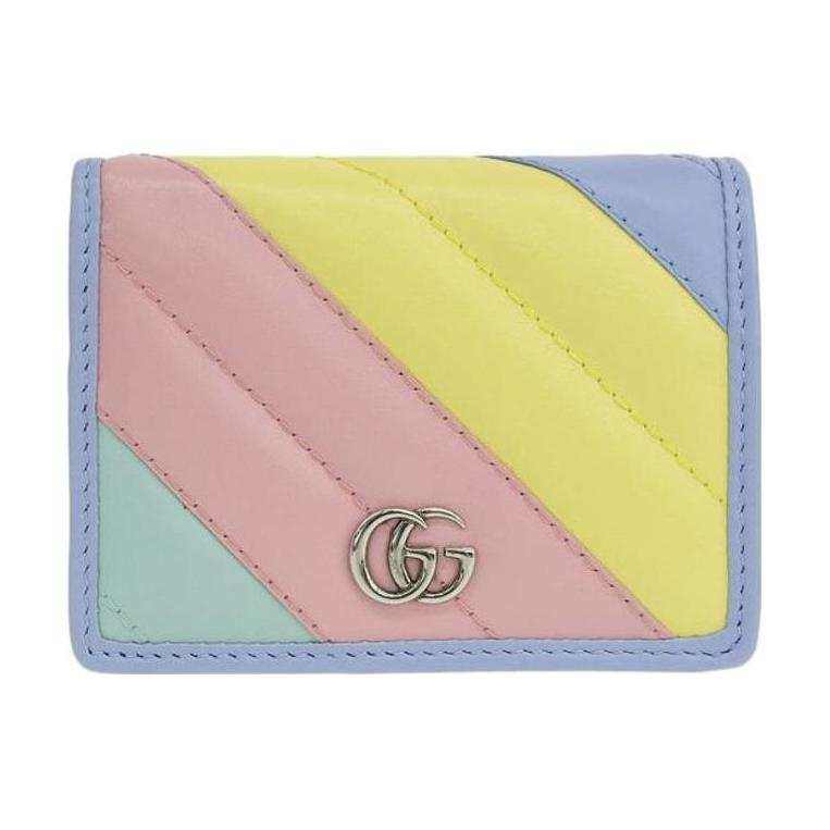 GUCCI GG Marmont Leather Wallet, Card Holder Women's Multicolor, Candy, Unicorn