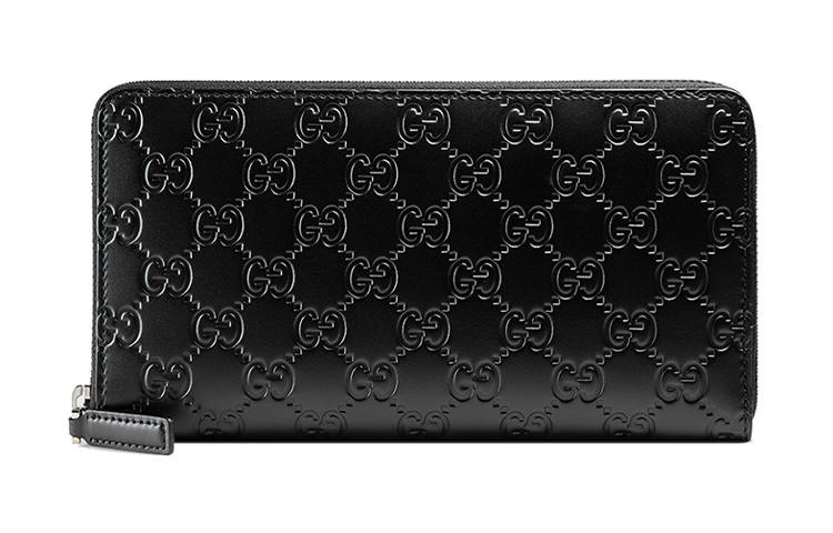 GUCCI Leather Wallet Clutch Unisex Black