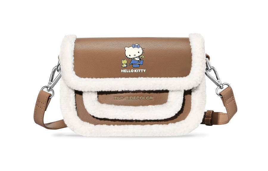 Sanrio PU Sherpa Crossbody Bags Small Women's Dark Brown