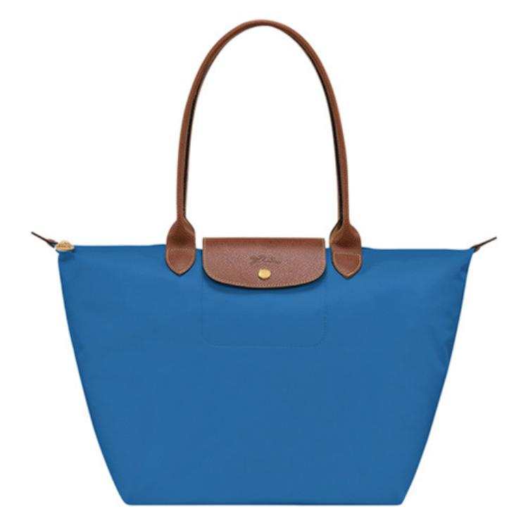 LONGCHAMP Le Pliage Fabric With Cow Leather Dumpling Bag Tote Shoulder Bag Large Women's Cobalt Blue