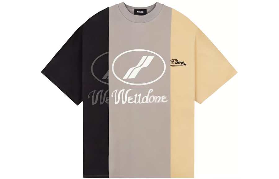 WE11DONE T Shirts Unisex Yellow Crew Neck Moderate Straight Fit