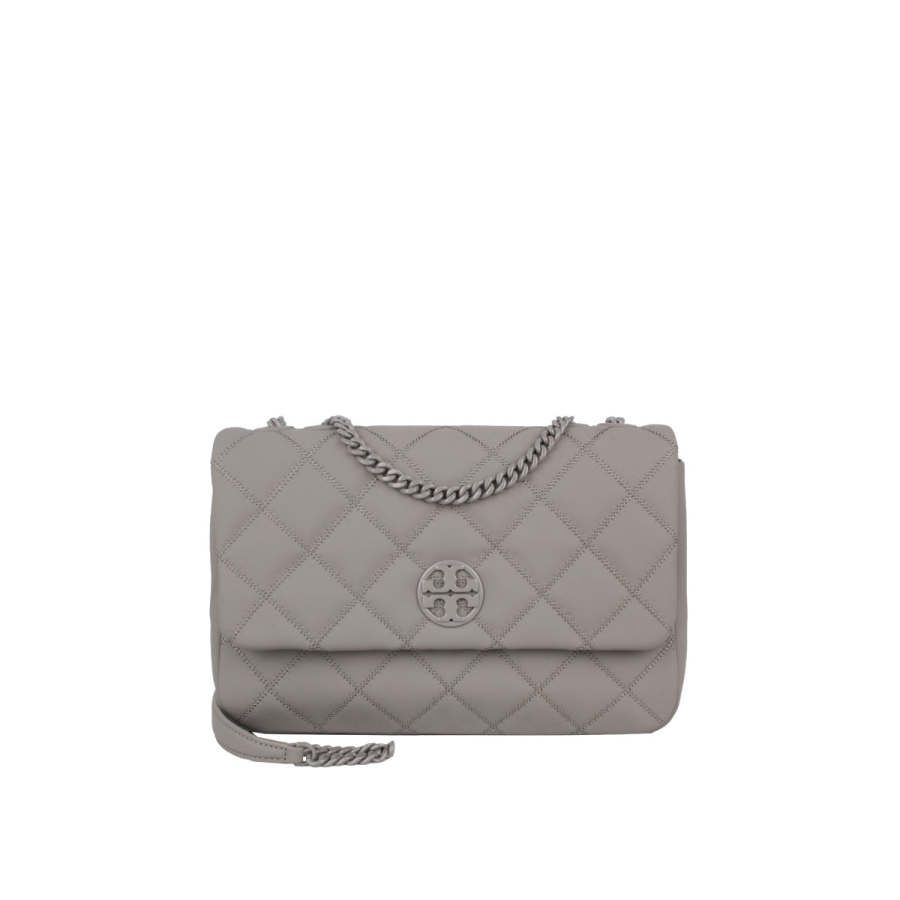 TORY BURCH Cow Leather Shoulder Bag, Crossbody Bag Medium Women's Heron Gray
