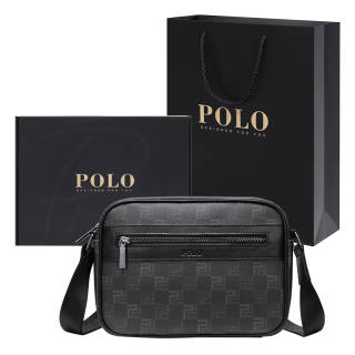 POLO PVC Synthetic Leather Shoulder Bag Regular Men's Black
