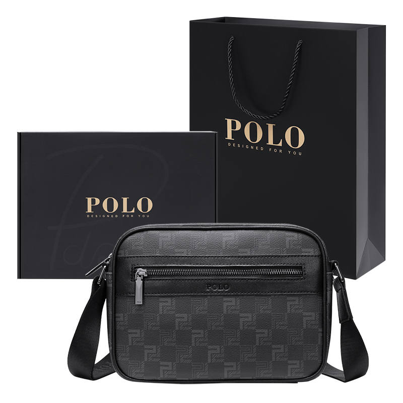 POLO PVC Synthetic Leather Shoulder Bag Regular Men's Black