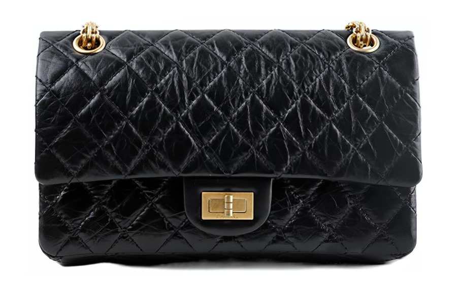 CHANEL 2.55 Cow Leather Material Gold Metal Shoulder Bag, Crossbody Bag Small Women's Black