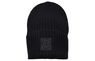 Moose Knuckles Ribbed Decoration Merino Wool Beanies Unisex Black