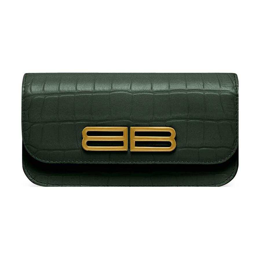 Balenciaga Gossip Calfskin Wallet Women's Dark Green