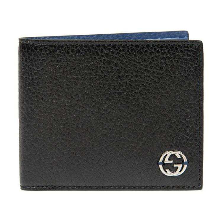 GUCCI Interlocked Gg Bifold Wallet 6 Card Slot Black/Blue