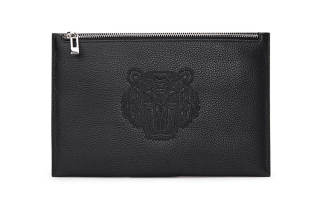 ELLE HOMME Genuine Leather Clutch, Envelope Bag, Cell Phone Pouch, Clutch Regular Men's Black
