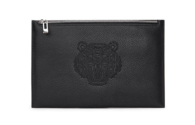 ELLE HOMME Genuine Leather Clutch, Envelope Bag, Cell Phone Pouch, Clutch Regular Men's Black