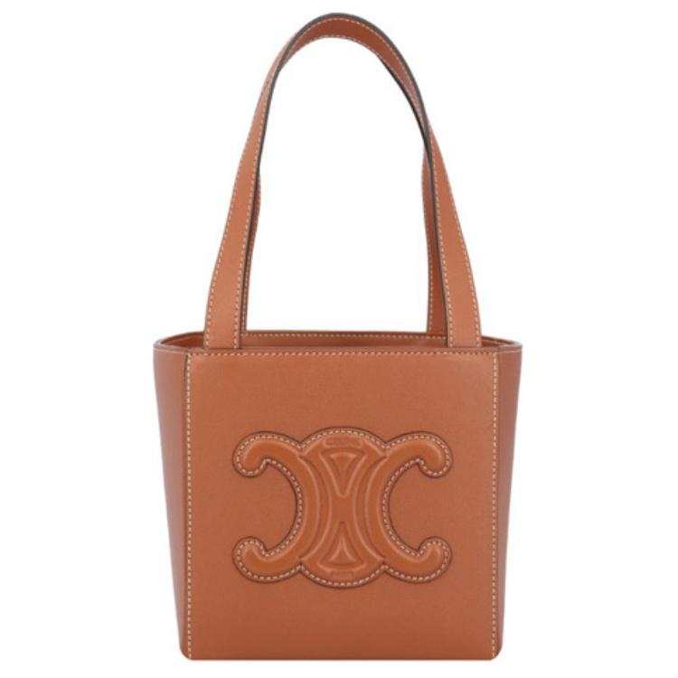 CELINE Cuir Triomphe Smooth Cow Leather Tote Bag, Shopping Bag, Tote Bag, One Shoulder Handbag Women's Tawny