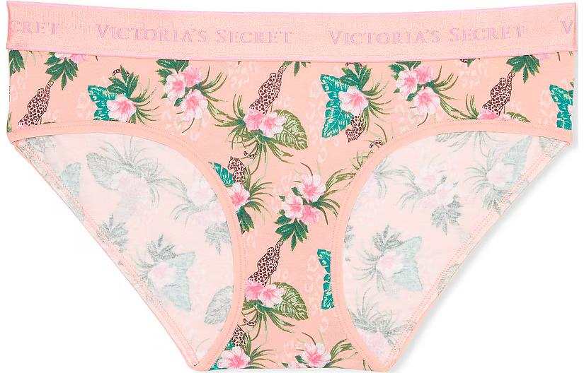 Victoria's Secret PINK COTTON Logo Cotton Hiphugger Panty/P T L Underpants Women's 1 Pack Peach Print