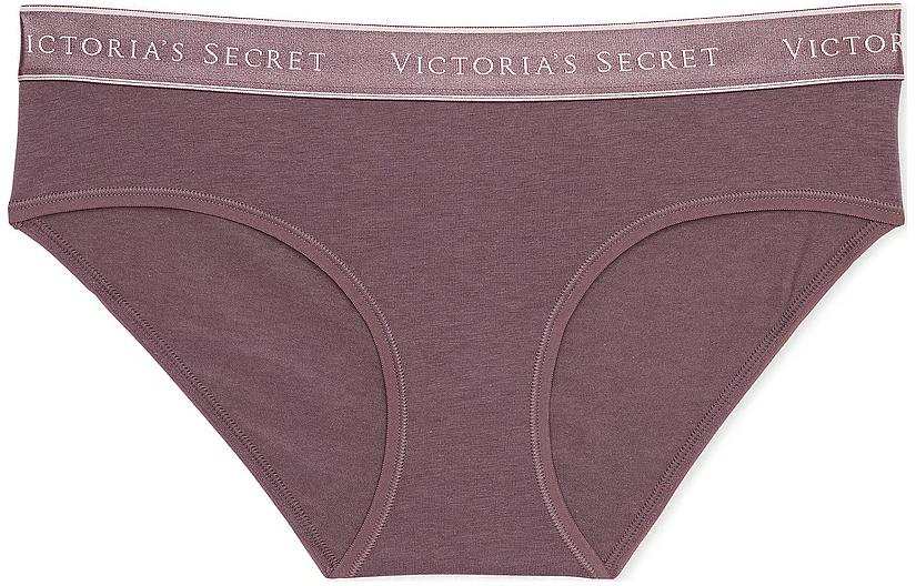 Victoria's Secret PINK COTTON Logo Cotton Hiphugger Panty/Cocoa Blush Briefs Women's 1 Pack Dark Purple