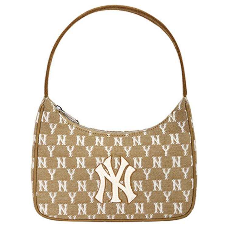MLB MLB Monogram Polyester Shoulder Bag Women's Khaki Milk Tea