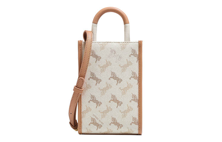 COWEC YCAKI PVC Crossbody Bag With Cell Phone Pouch Mini Unisex Paris Dove White