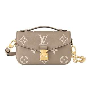 LOUIS VUITTON Pochette Metis Soft Grain Cow Leather One Shoulder Handbag Women's Gray