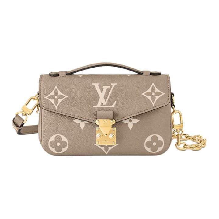 LOUIS VUITTON LOUIS VUITTON Pochette Metis Soft Grain Cow Leather One Shoulder Handbag Women's Gray