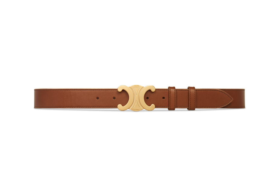 CELINE CELINE Cow Leather Belts Men's Brown Width 3cm