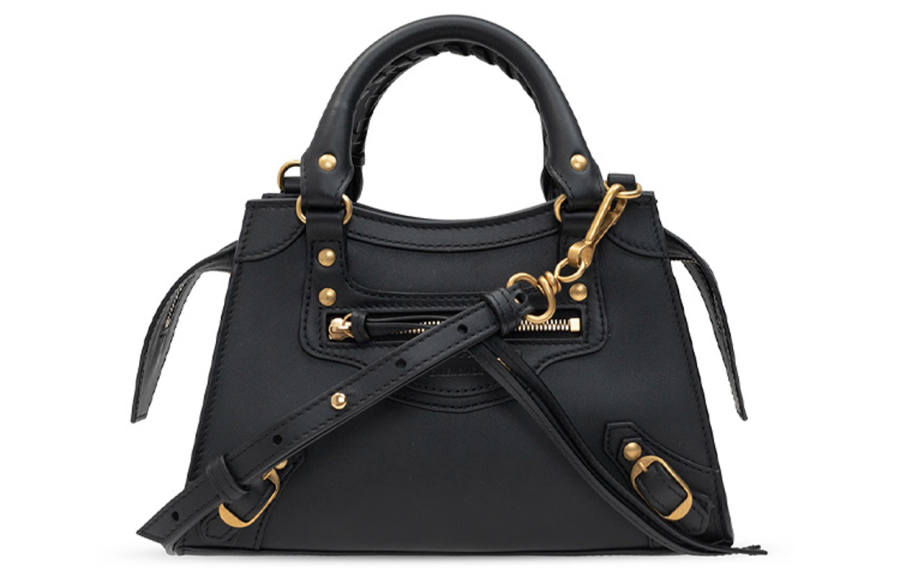 Balenciaga Calfskin One Shoulder Clutch Mini Women's Black