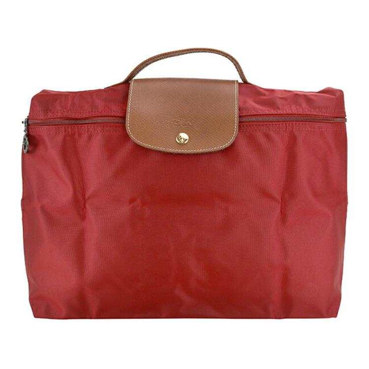 LONGCHAMP Le Pliage Recycled Canvas With Leather Trim Canvas Bag, Portable Briefcase Small Men's Red
