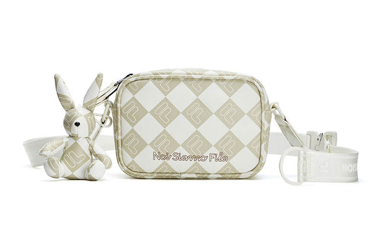 FILA FUSION Polyurethane Crossbody Bag, Shoulder Bag Women's Light Beige White