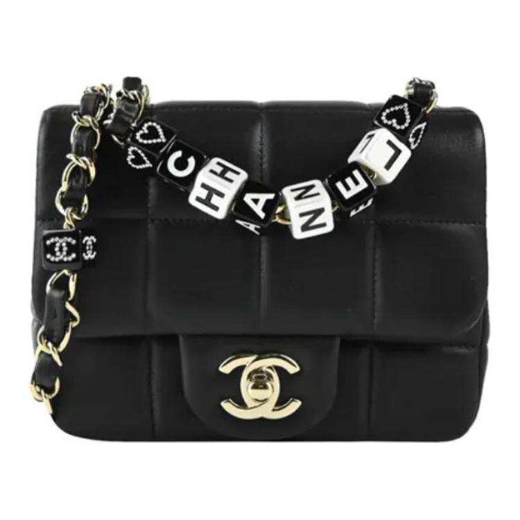 CHANEL 23C Early Spring Lambskin Flap Bag, Crossbody Bag, Shoulder Bag Mini Women's Black