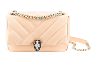 BVLGARI Serpenti Cabochon Pattern Crossbody Bag, Shoulder Bag Women's Peach