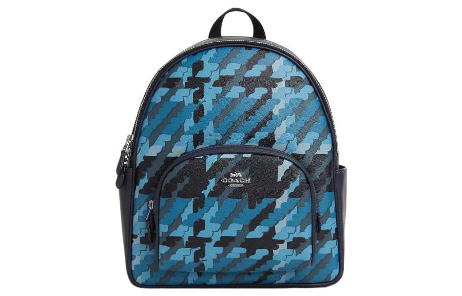 COACH COACH Court Coated Canvas With Leather Backpack Large Women's Silver & Blue & Multicolor
