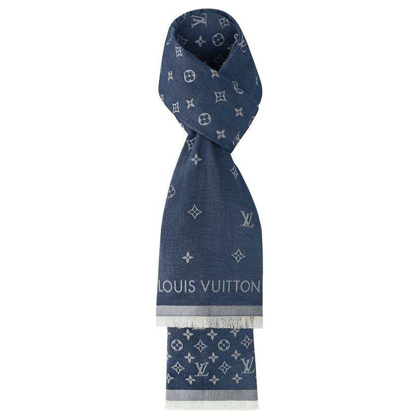 LOUIS VUITTON ALL About Monogram Knit Scarves Unisex Blue
