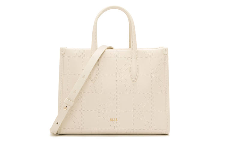 ELLE Leather Crossbody Handbag Medium Women's White/Gray
