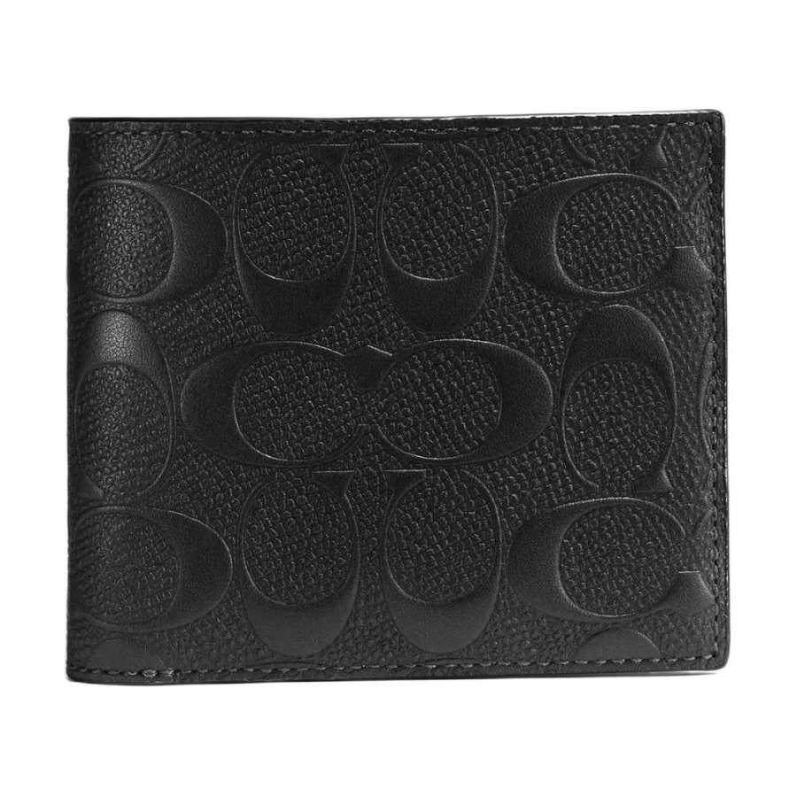 COACH 3 IN 1 Wallet Calfskin Wallet Mini Men's Black
