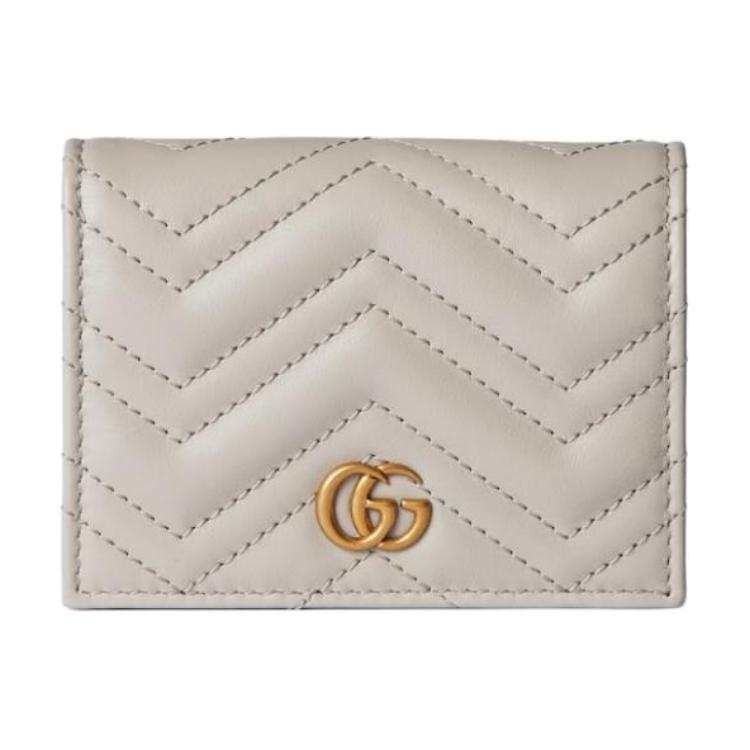 GUCCI GG Marmont Leather Wallet Women's Light Beige