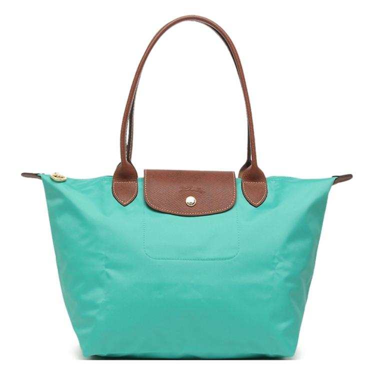 LONGCHAMP Le Pliage Canvas With Leather Dumpling Bag Handbag, Shoulder Bag Small Women's Turquoises Blue