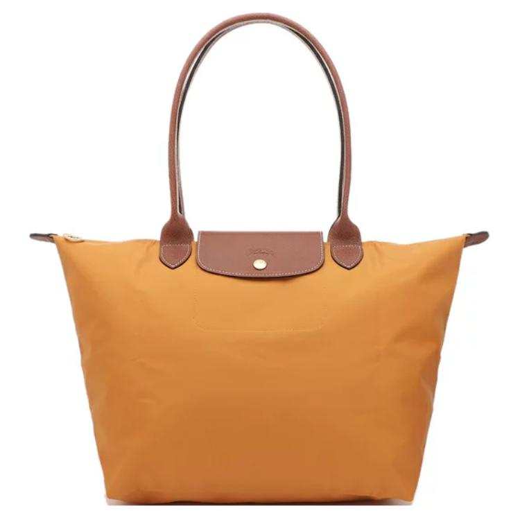 LONGCHAMP Le Pliage Recycled Canvas With Leather Tote Bag, Shopping Bag, Handbag, Shoulder Bag Large Women's Orange