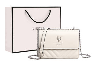 VINEY Cow Leather Small Square Bag, Crossbody Bag, Shoulder Bag Regular Women's Ecru