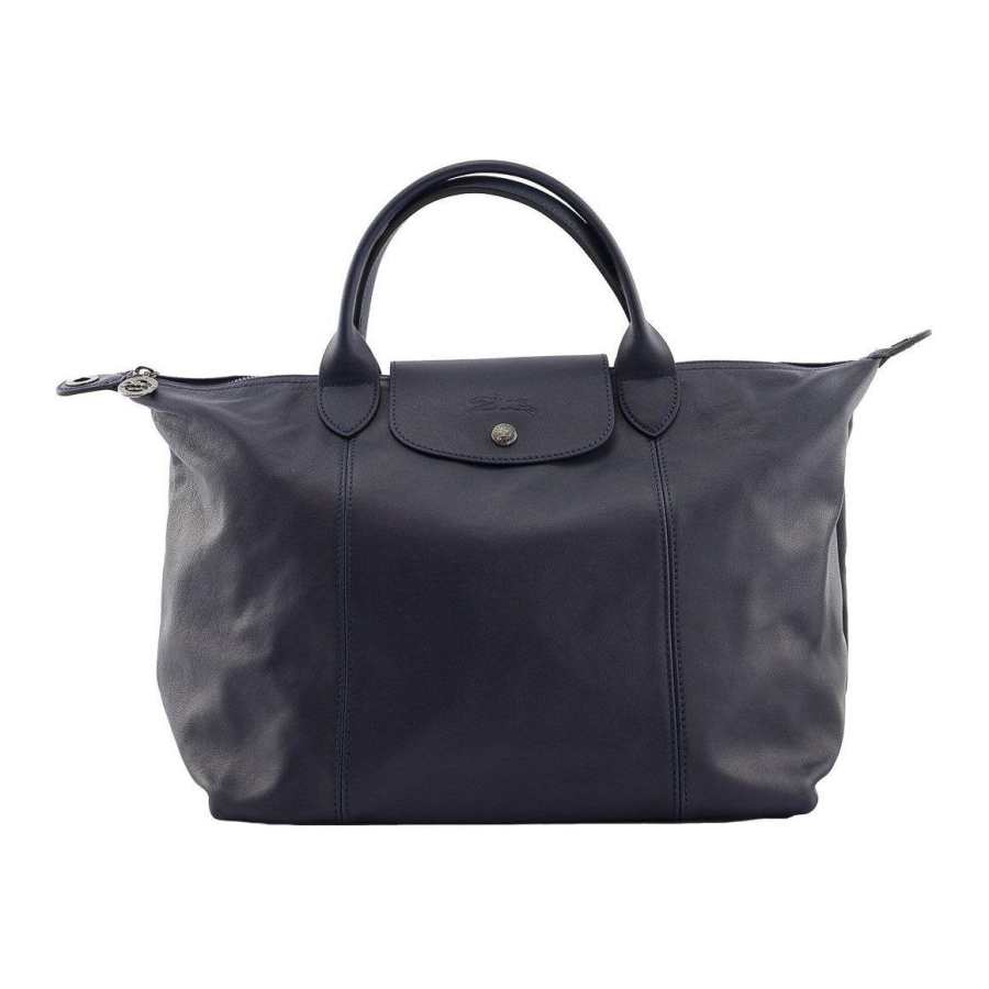 LONGCHAMP Le Pliage Cuir Genuine Leather Dumpling Bag, Shoulder Bag, Crossbody Bag, Handbag Medium Women's Marine Blue