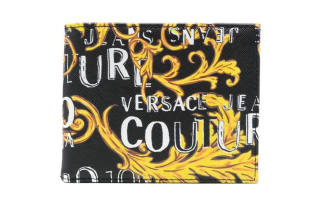 VERSACE JEANS COUTURE Leather Wallet Men's Black/Gold