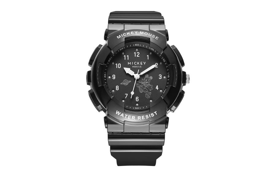 Disney Space Mickey Series Fashion Trend Quartz Movement Silicone Strap Watch Unisex Black Dial MK 11575B