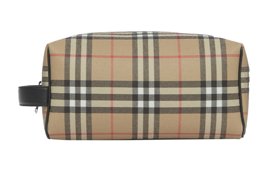Burberry Cotton Cowhide Polyurethane Storage Bag Unisex Archive Beige