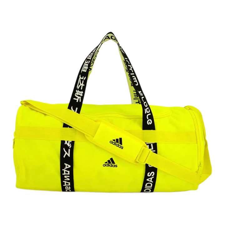 Adidas Adidas Polyester One Shoulder Crossbody Handheld Travel Gym Bag Medium Unisex Bright Yellow