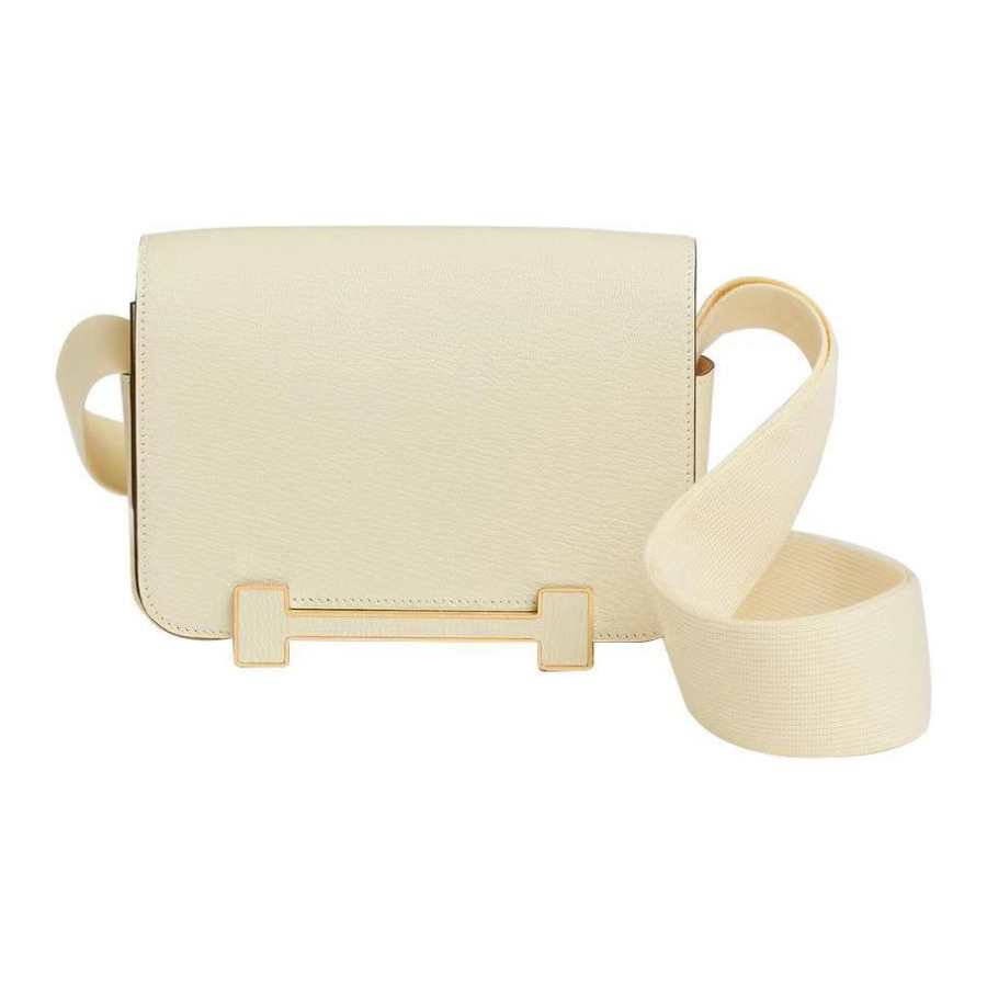 HERMES Geta Goatskin Messenger Bag, Clogs Bag, Crossbody Bag, Shoulder Bag Women's Cream White