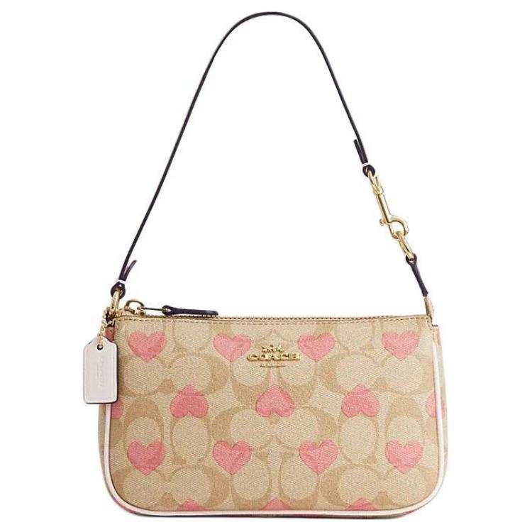 COACH Nolita PVC Shoulder Bag, Handbag, Shoulder Bag Small Women's Light Khaki & Chalk White