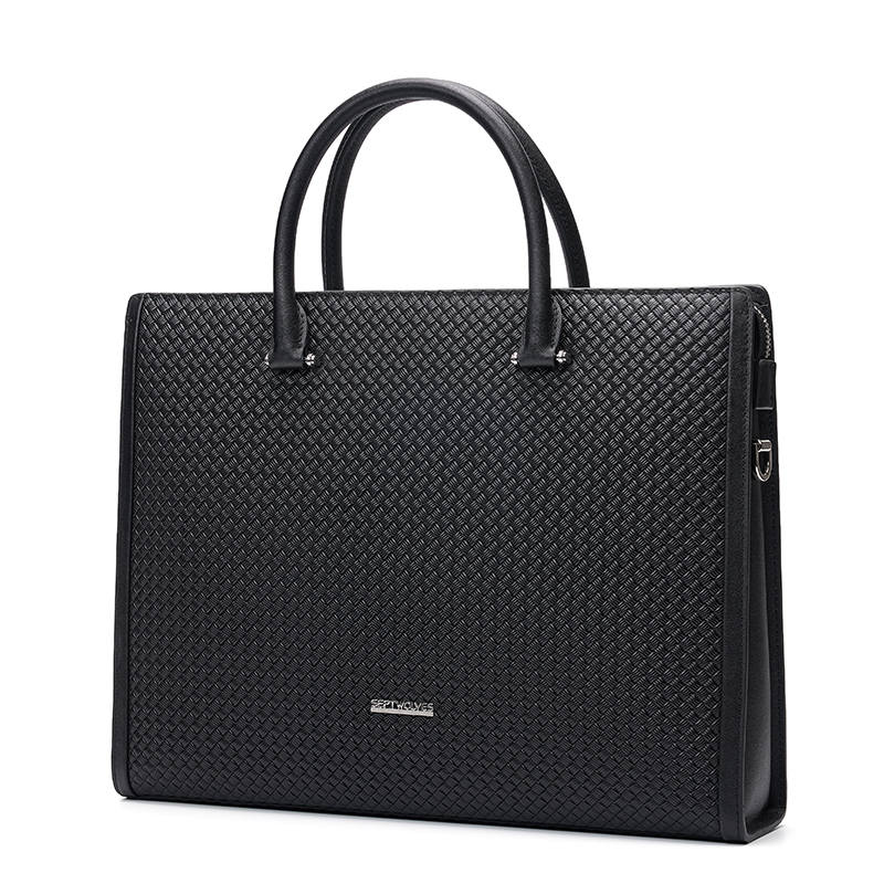 SEPTWOLVES Top Grain Cow Leather Shoulder Bag, Laptop Bag, Briefcase Men's Black